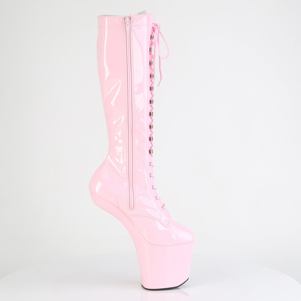 8 Inch Heelless CRAZE-2023 Baby Pink Stretch Patent