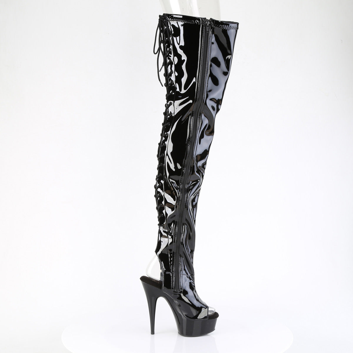 6 Inch Heel DELIGHT-4017 Black Stretch Patent