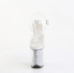 8 Inch Heel FLAMINGO-808PREM-RSI Clear Silver Rhinestone