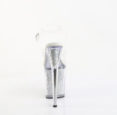 8 Inch Heel FLAMINGO-808PREM-RSI Clear Silver Rhinestone