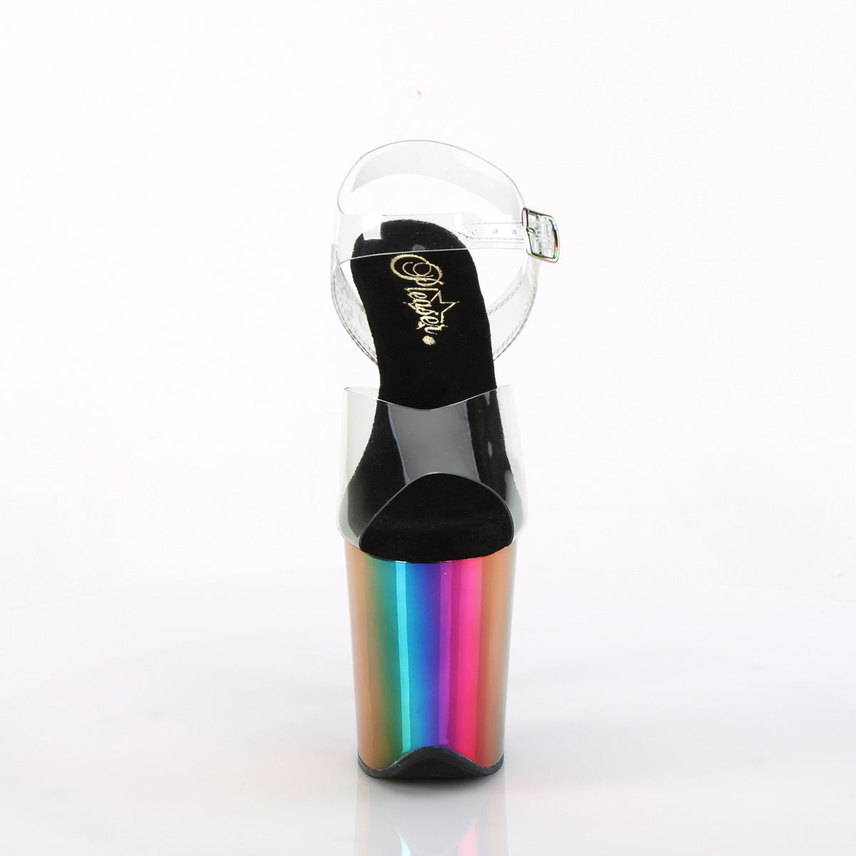 8 Inch Heel FLAMINGO-808RC Clear-Rainbow Chrome