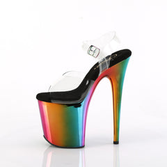 8 Inch Heel FLAMINGO-808RC Clear-Rainbow Chrome