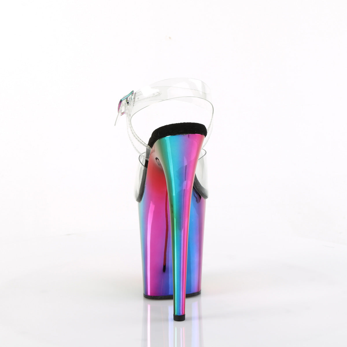 8 Inch Heel FLAMINGO-808RC Clear-Rainbow Chrome