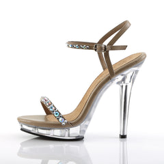 5 Inch Heel LIP-131 Taupe Pu-Clear