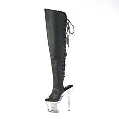 7 Inch Heel SPECTATOR-3019 Black Pu-Silver Chrome