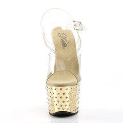 7 Inch Heel STARDUST-708 Clear-Gold Chrome