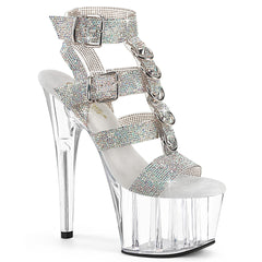 Pleaser Adore 756Rs Silver Rhinestone Platform Shoes