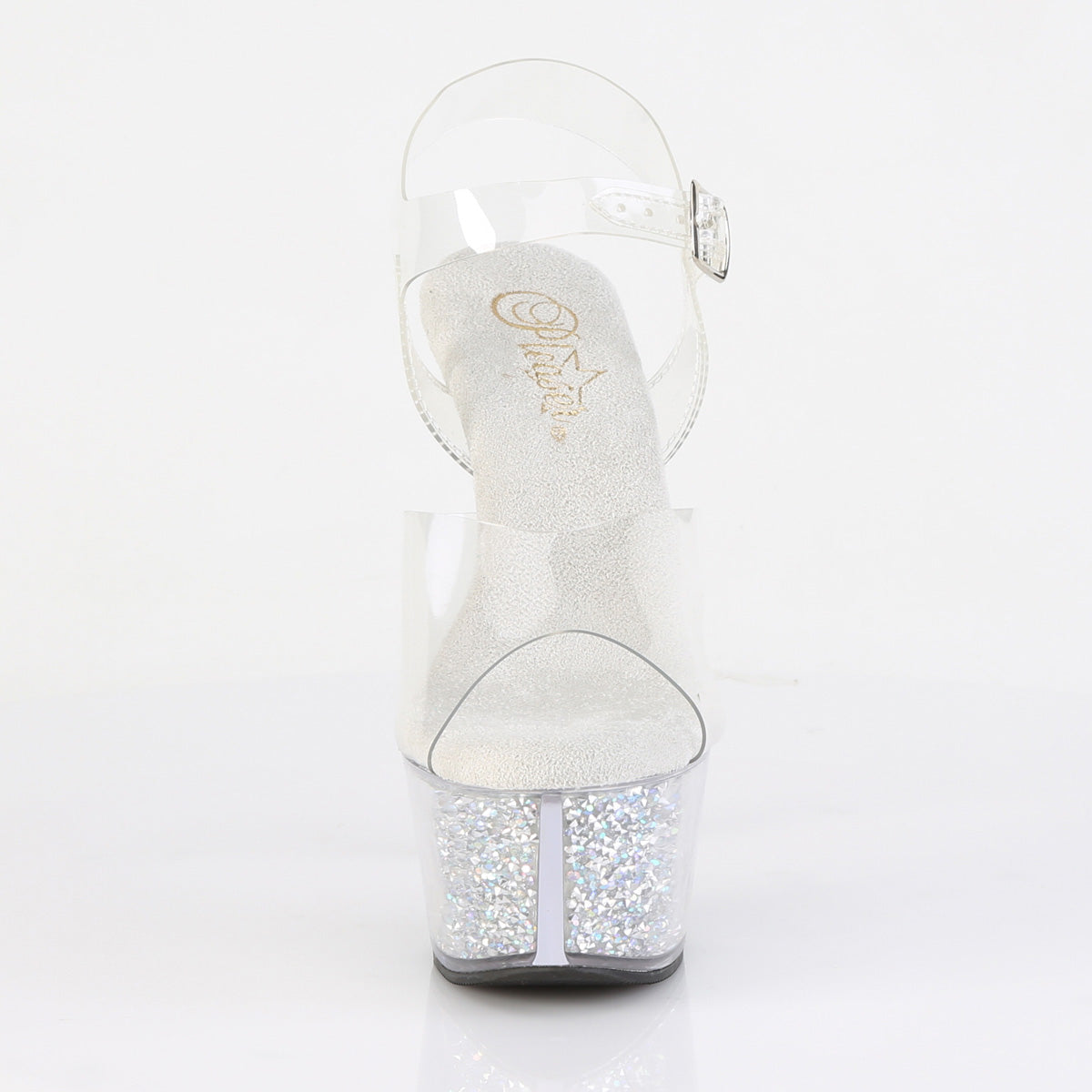 6 Inch Heel ASPIRE-608RSI Clear Silver Rhinestone