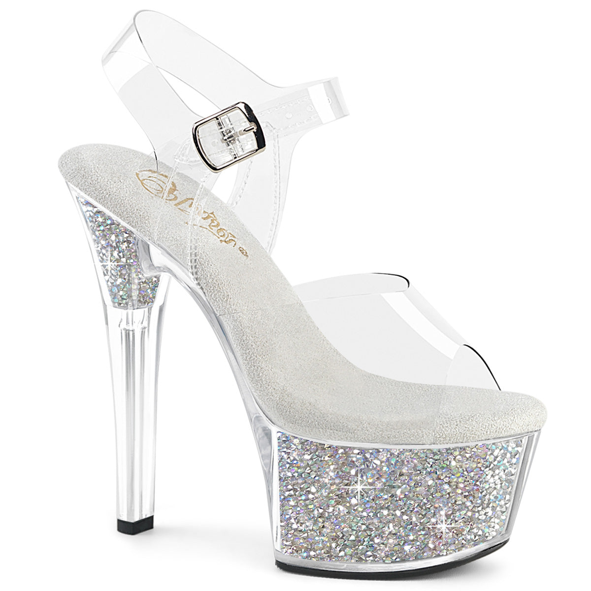 Pleaser Aspire 608Rsi Clear Silver Rhinestone Platform Shoes