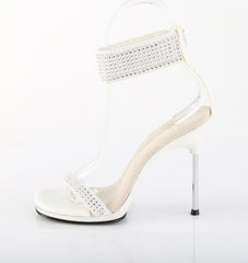 4 Inch Heel CHIC-40 White Rhinestone