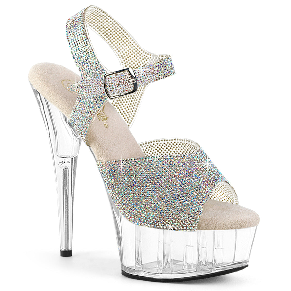 Pleaser Delight 608N Rs Silver Rhinestone Platform Shoes