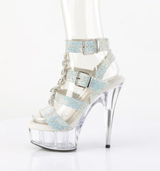 6 Inch Heel DELIGHT-656RS Silver Rhinestone