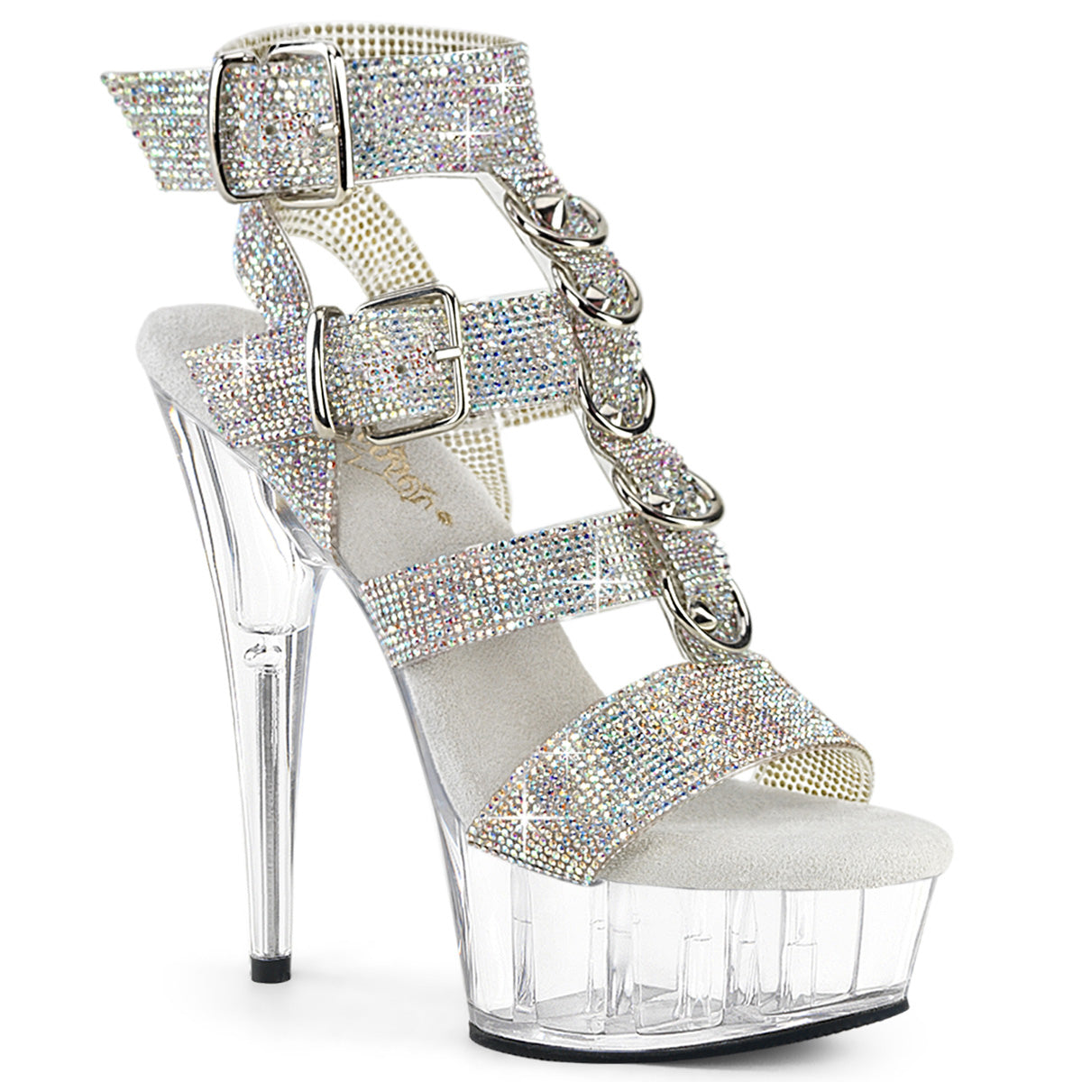 Pleaser Delight 656Rs Silver Rhinestone Platform Shoes