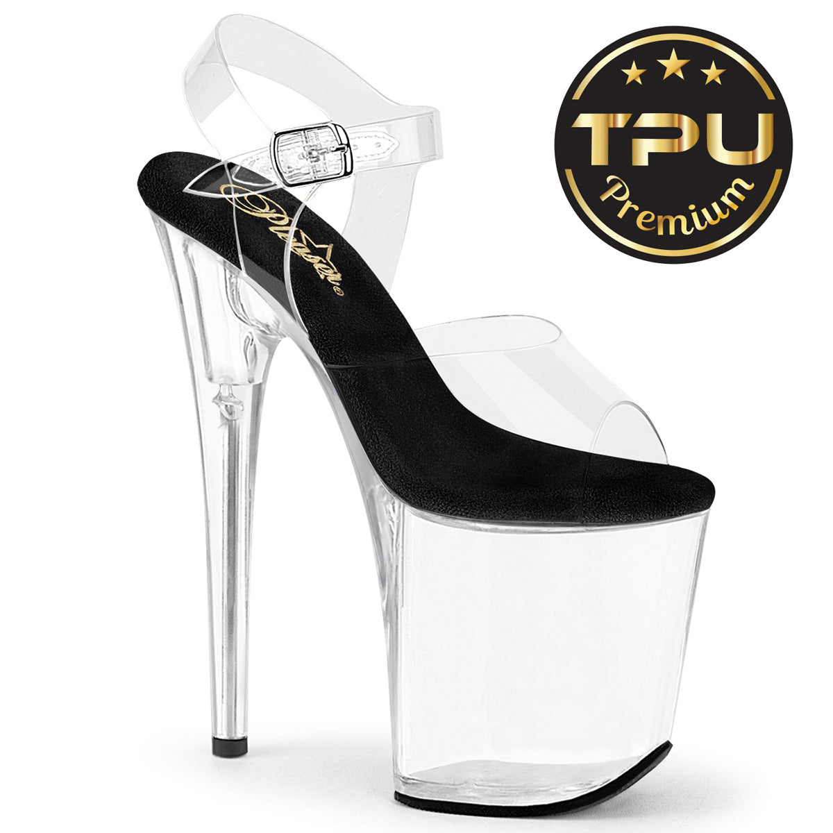 Pleaser Flamingo 808Prem Clear Black Clear Platform Shoes