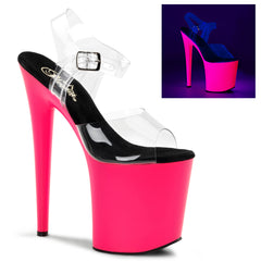 8 Inch Heel FLAMINGO-808UV Clear-Neon Pink