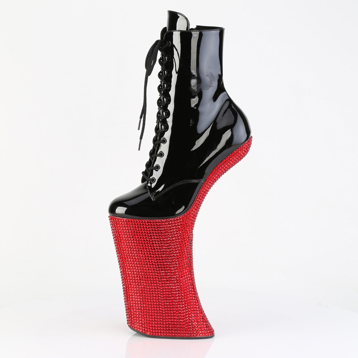 11 Inch Heelless FORBIDDEN-1020BEJ Black Red