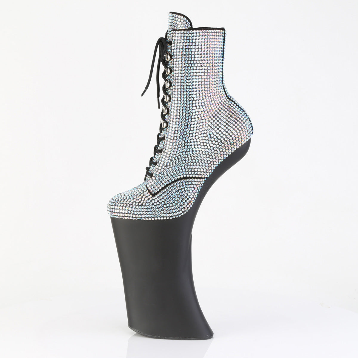 11 Inch Heelless FORBIDDEN-1020RS Silver Rhinestone