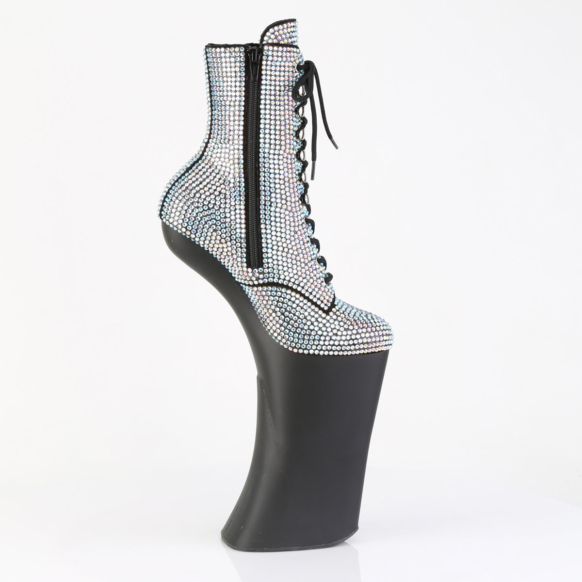 11 Inch Heelless FORBIDDEN-1020RS Silver Rhinestone