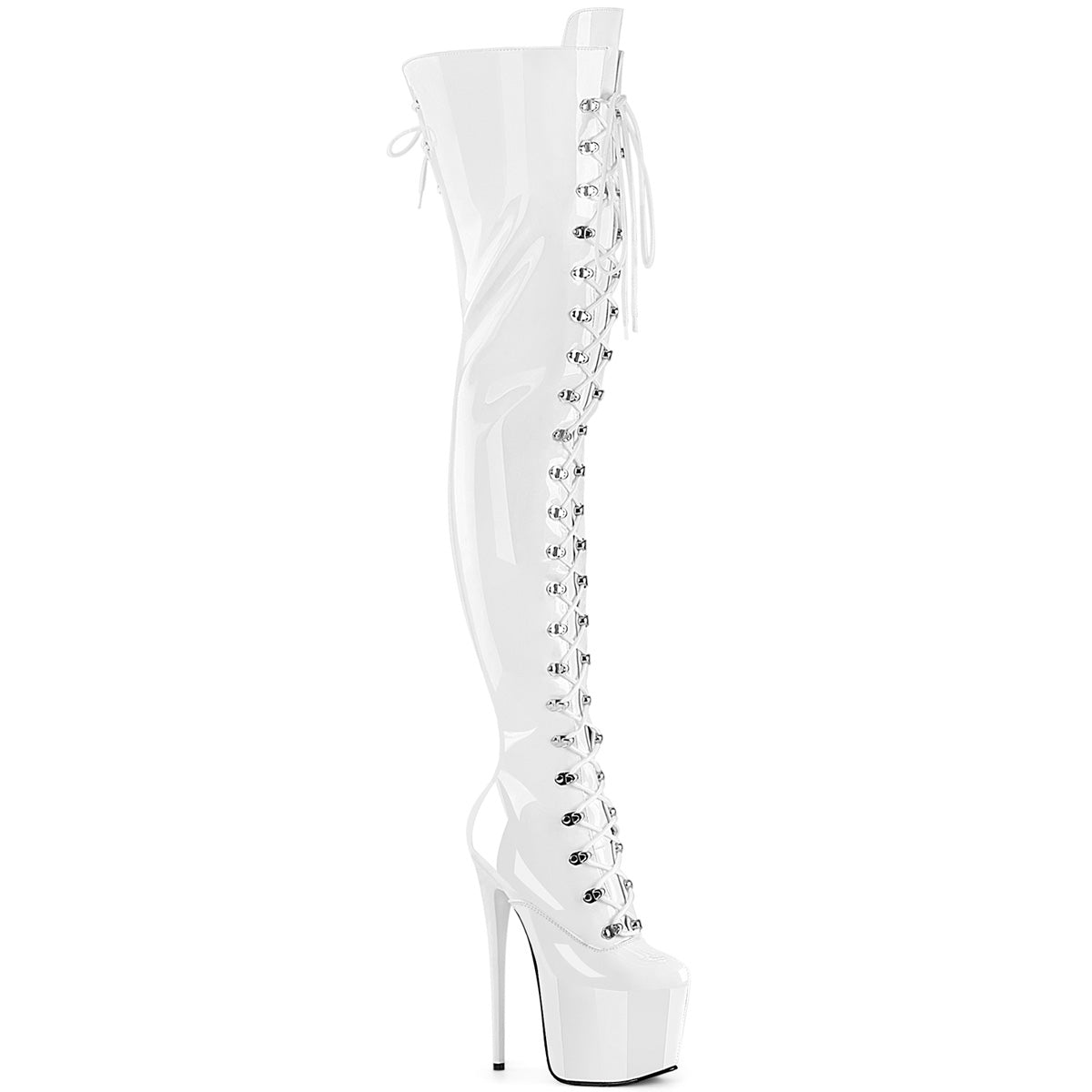 Pleaser Jubilant 4012 White Stretch Patent Platform Shoes