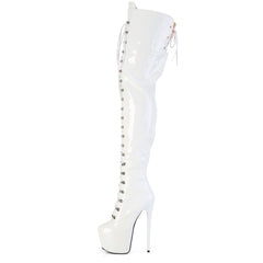 7 Inch Heel JUBILANT-4012 White Stretch Patent