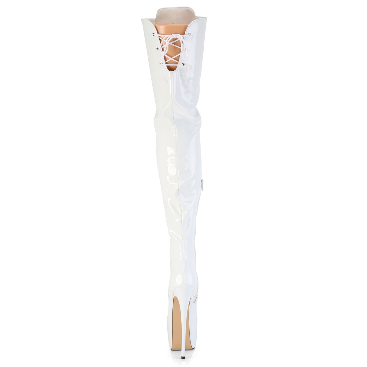 7 Inch Heel JUBILANT-4012 White Stretch Patent