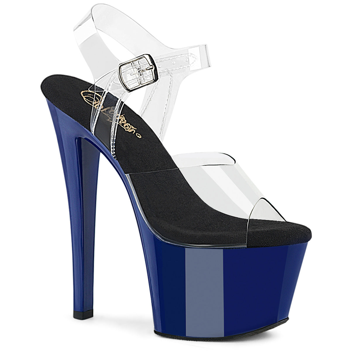 Pleaser Sky 308 Clear Royal Blue Platform Shoes