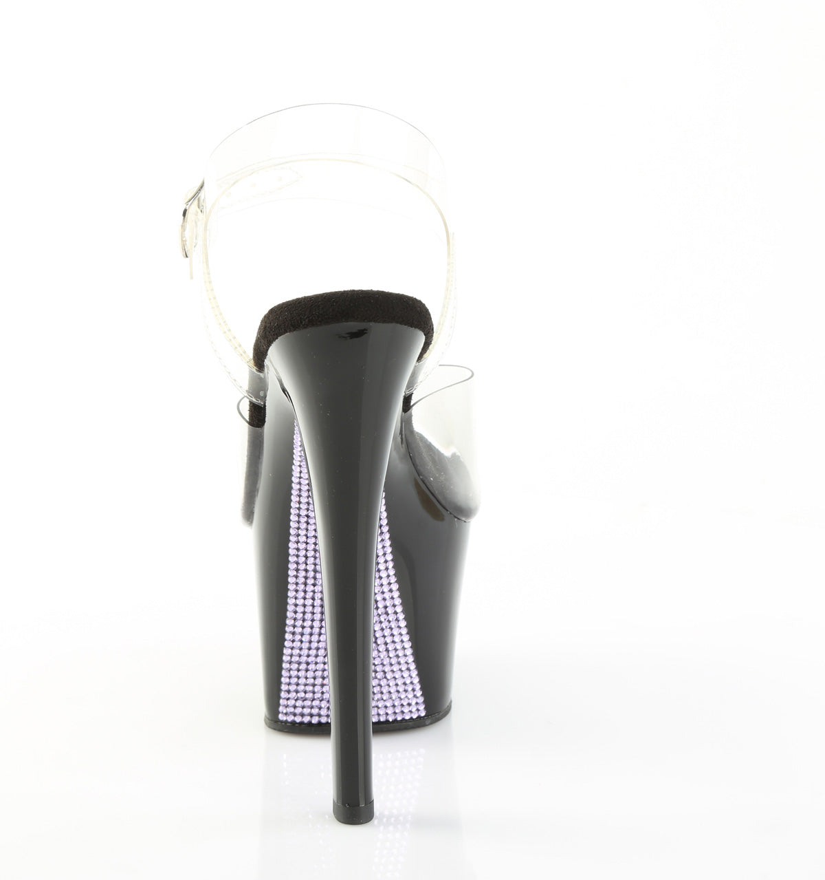 7 Inch Heel SKY-308CRS Clear Black Lavender Rhinestone