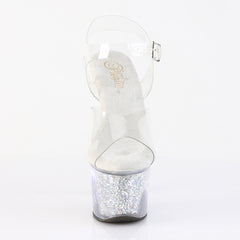 7 Inch Heel SKY-308RSI Clear Silver Rhinestone