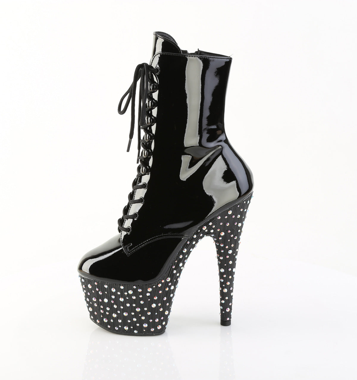 7 Inch Heel STARDANCE-1020 Black Silver Rhinestone