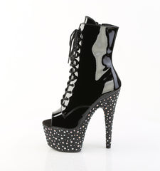 7 Inch Heel STARDANCE-1021 Black Silver Rhinestone