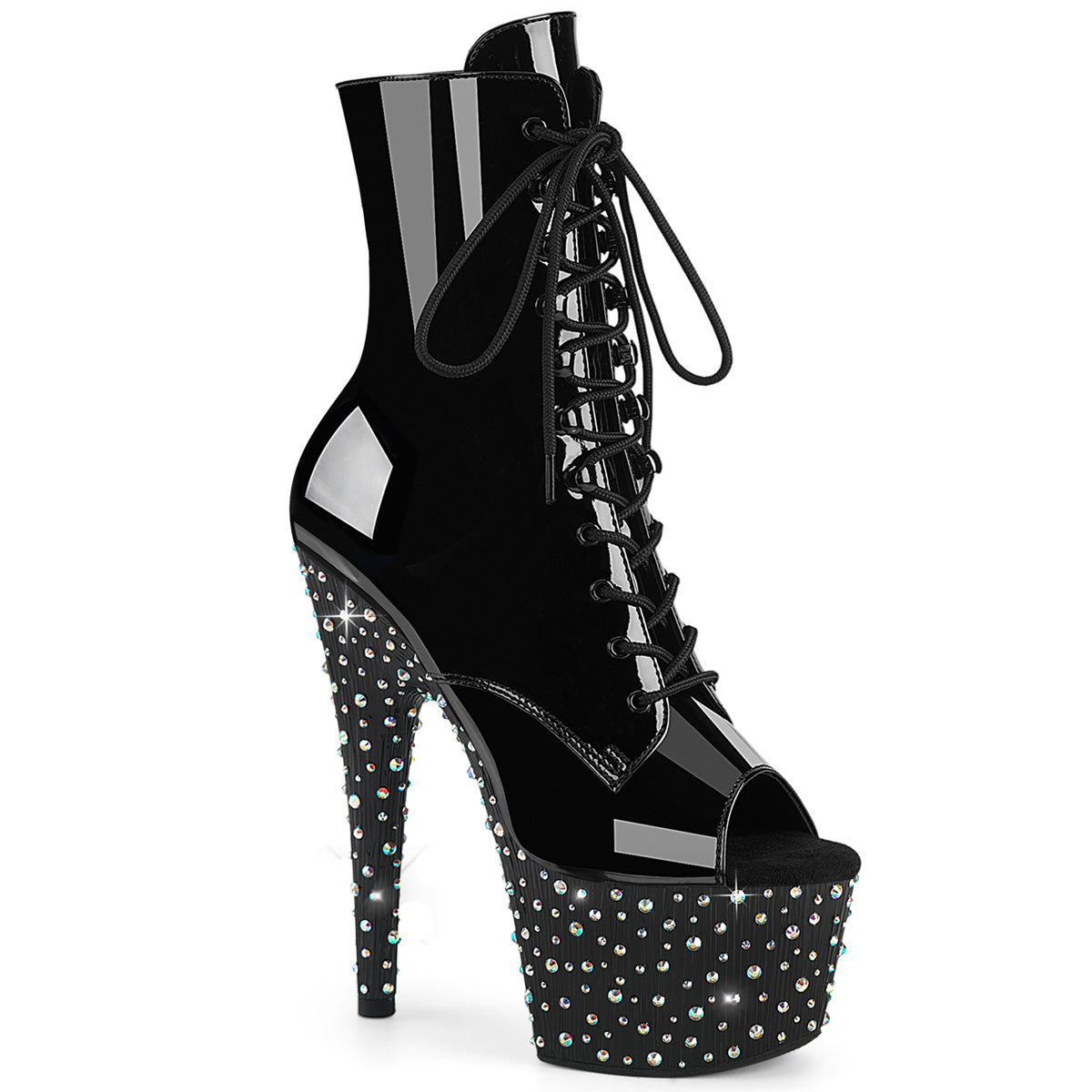 Pleaser Stardance 1021 Black Silver Rhinestone Platform Shoes