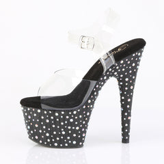 7 Inch Heel STARDANCE-708 Clear Black Rhinestone