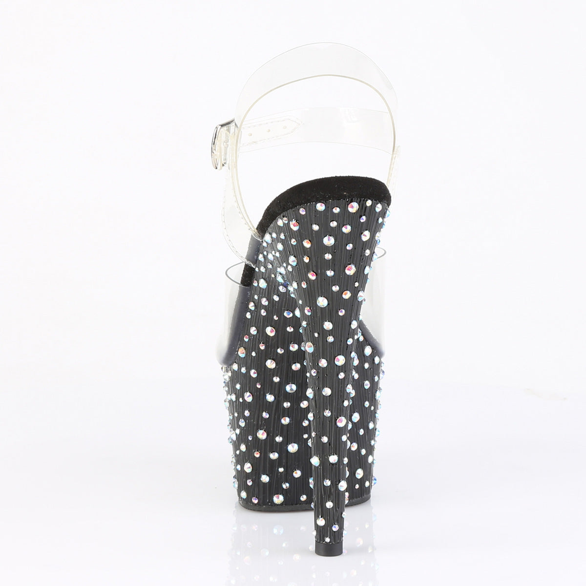 7 Inch Heel STARDANCE-708 Clear Black Rhinestone