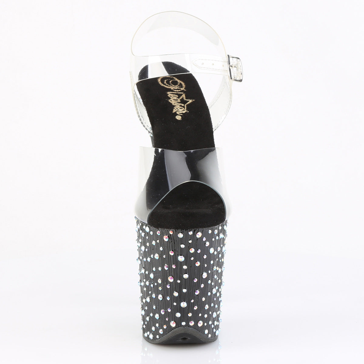 8 Inch Heel STARDANCE-808 Clear Black Rhinestone