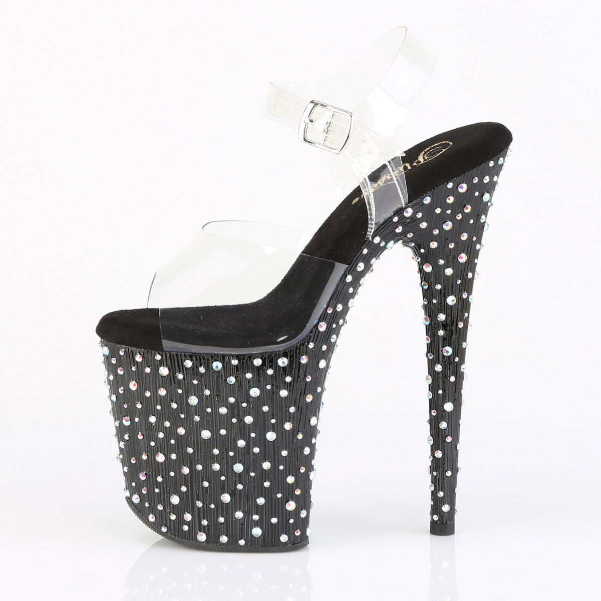 8 Inch Heel STARDANCE-808 Clear Black Rhinestone