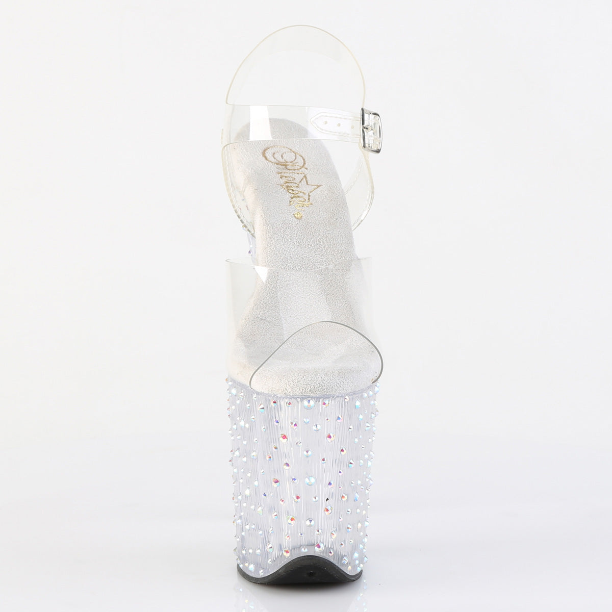 8 Inch Heel STARDANCE-808 Clear Silver Rhinestone