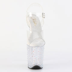 8 Inch Heel STARDANCE-808 Clear Silver Rhinestone