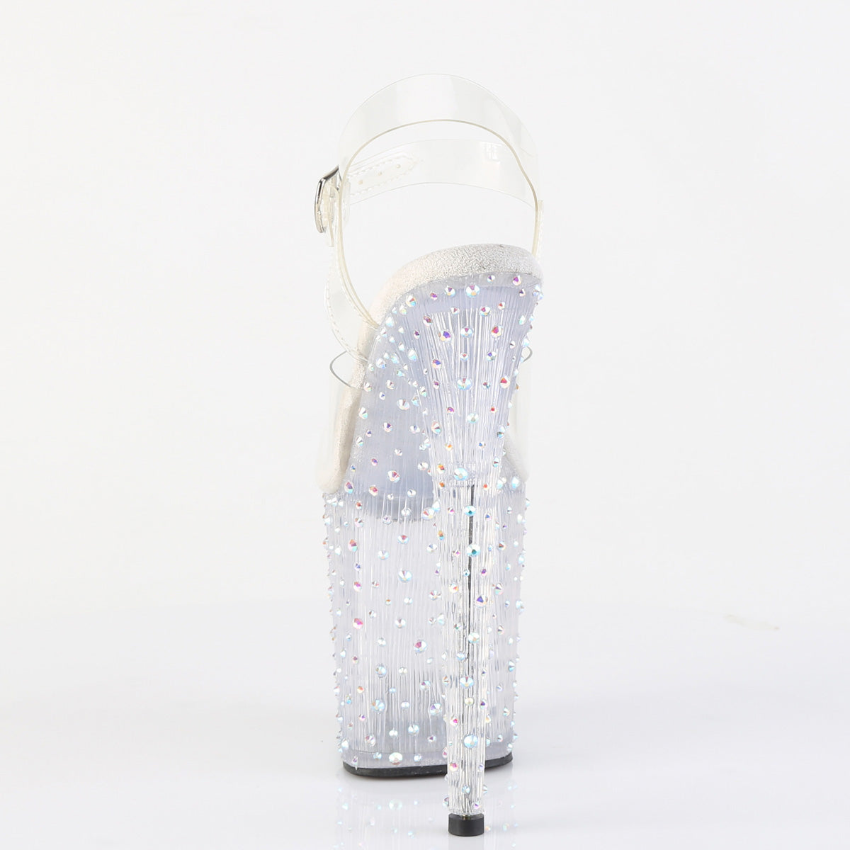 8 Inch Heel STARDANCE-808 Clear Silver Rhinestone