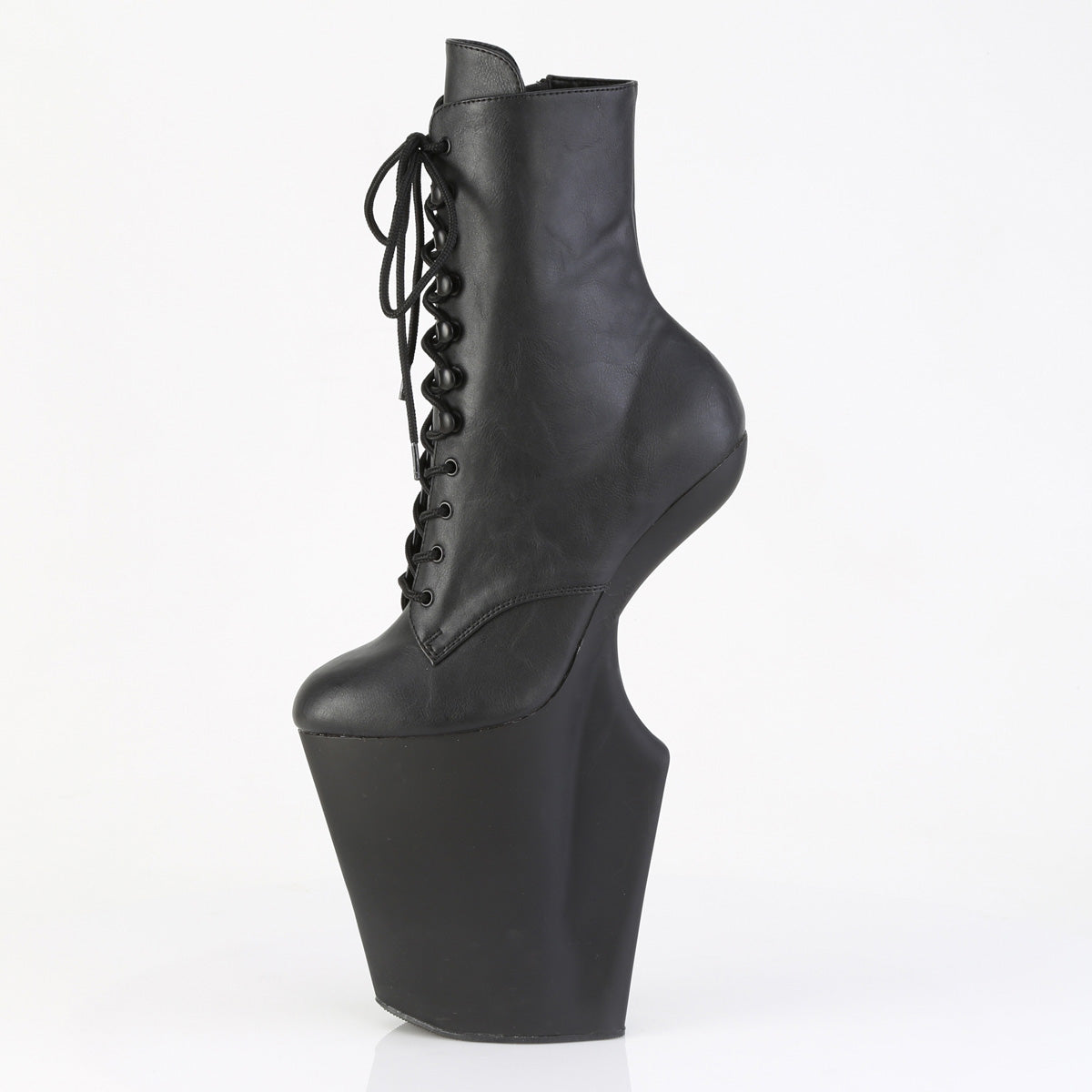 10 Inch Heelless WORSHIP-1020 Black Vegan Leather