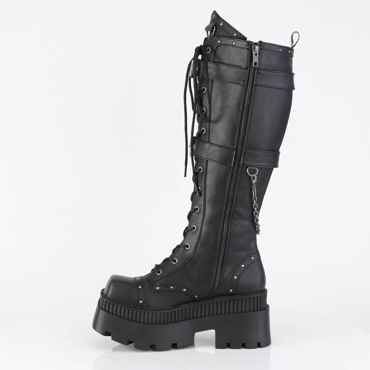 3 Inch Heel WRATH-205 Black Vegan Leather