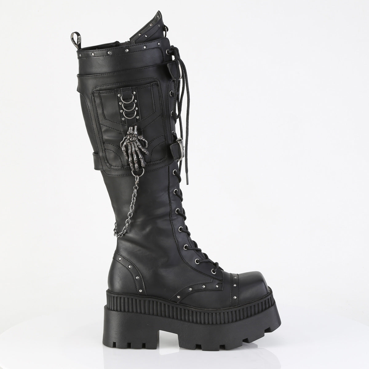 3 Inch Heel WRATH-205 Black Vegan Leather