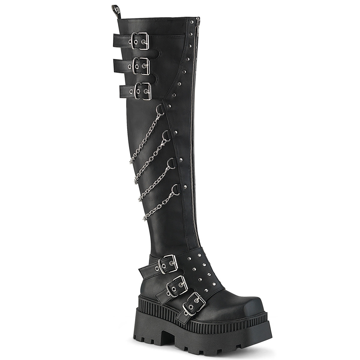 Demonia Wrath 310 Black Vegan Leather Women'S Over The Knee Boots