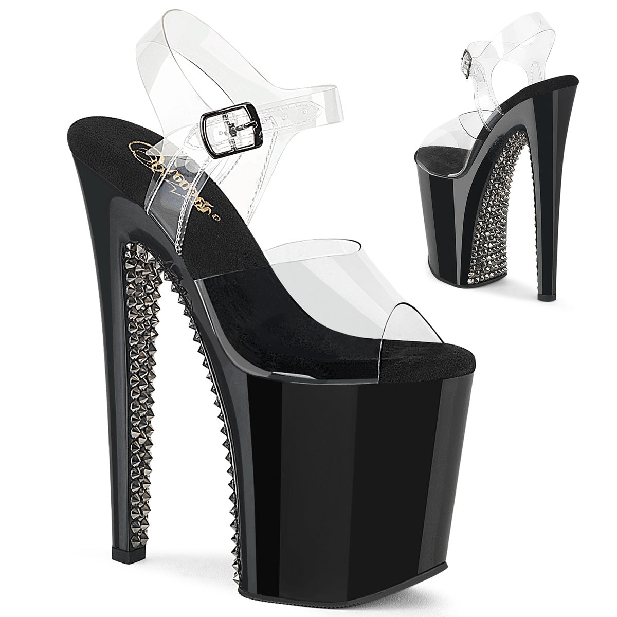 Pleaser Xtreme 808Sprs Clear Black Platform Shoes