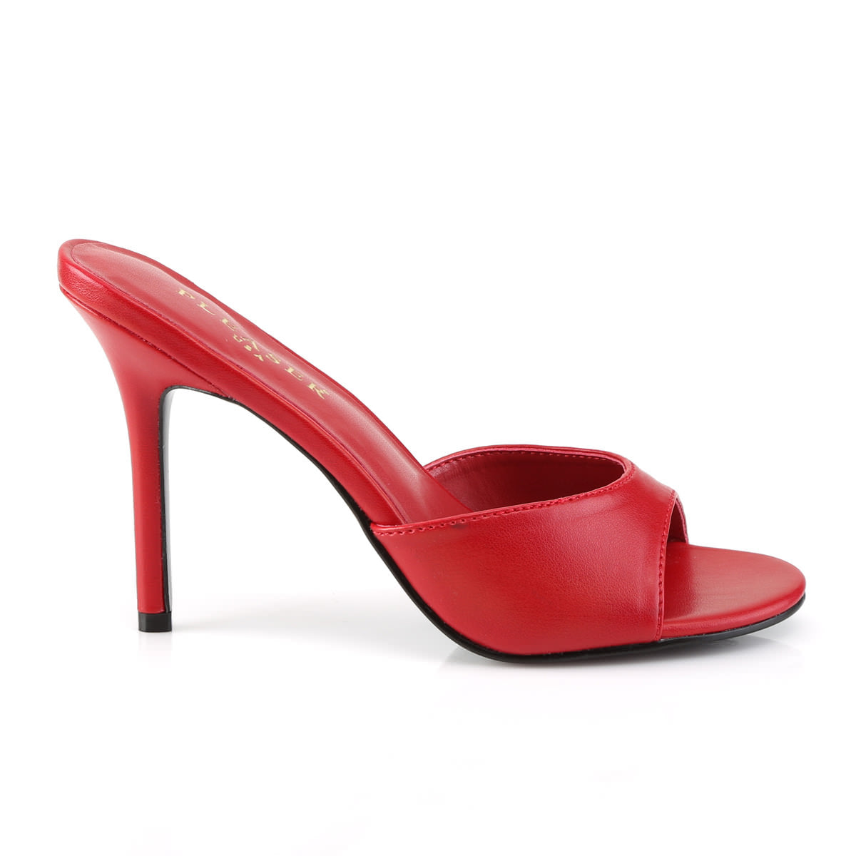 Pleaser CLASSIQUE-01 4 Inch Heel Red Pu Peep Toe Slide – Shoecup.com