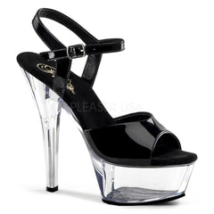 6 Inch Heel KISS-209 Black Pat Stripper Heels with Clear Platform ...
