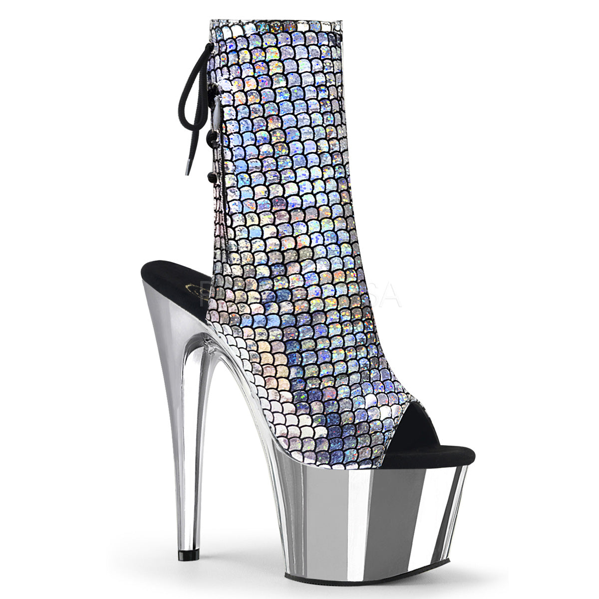 7" Heel ADORE-1018MSC Silver Hologram