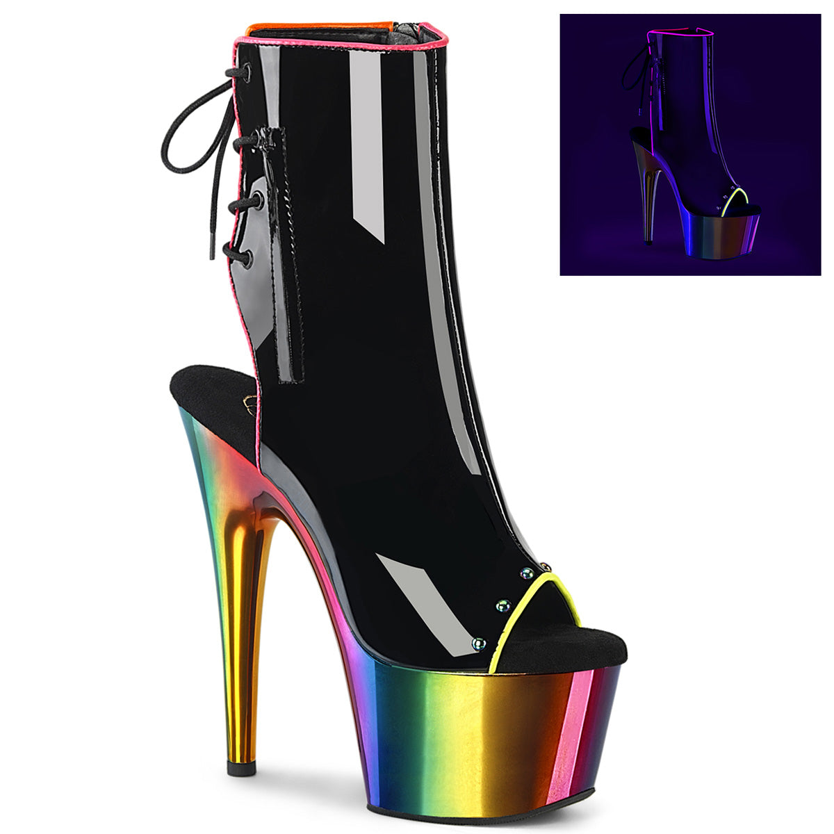 7 Inch Heel ADORE-1018RC-02 Black-Rainbow