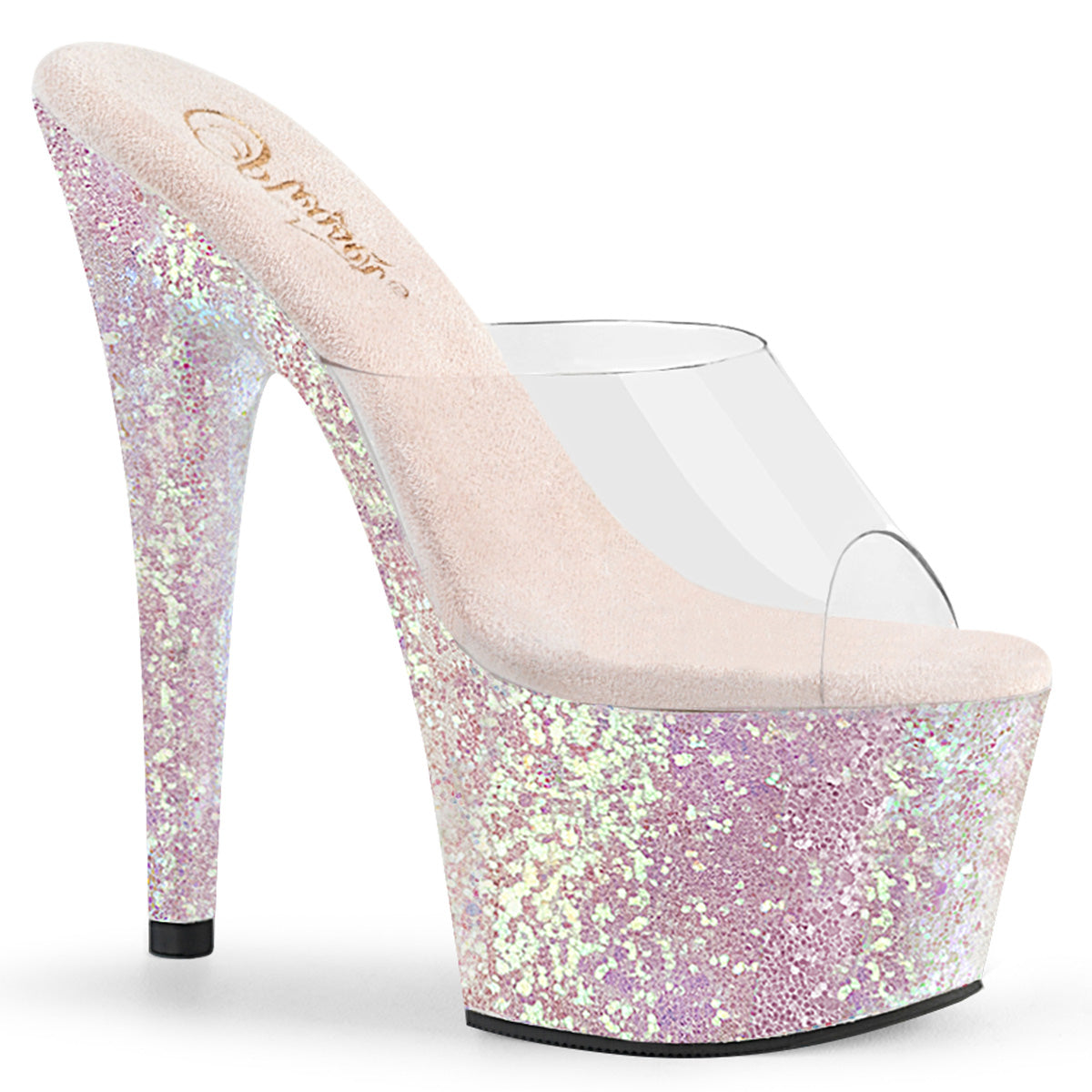 7" Heel ADORE-701LG Clear Opal Glitter