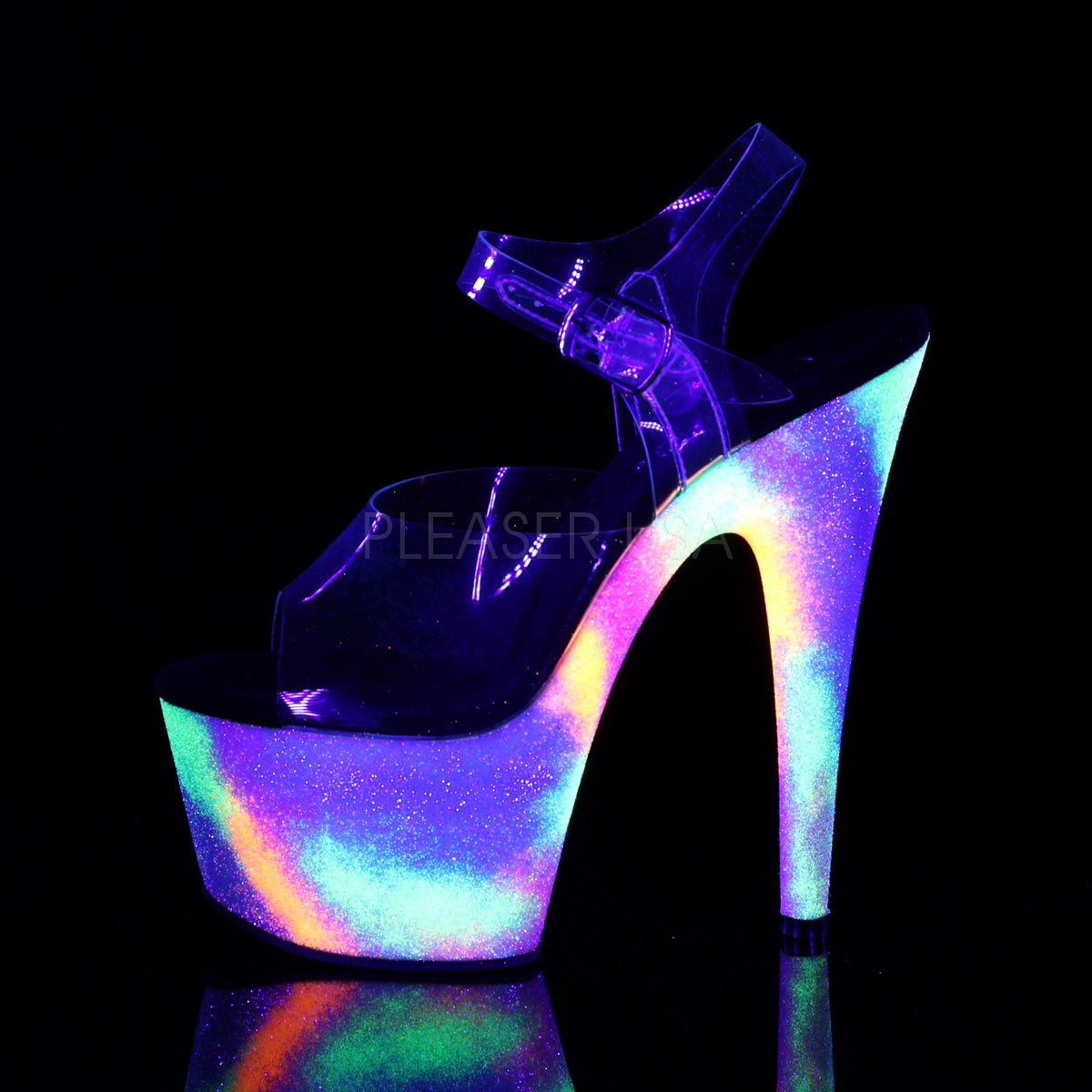 7 Inch Heel ADORE-708GXY Clear Neon Galaxy