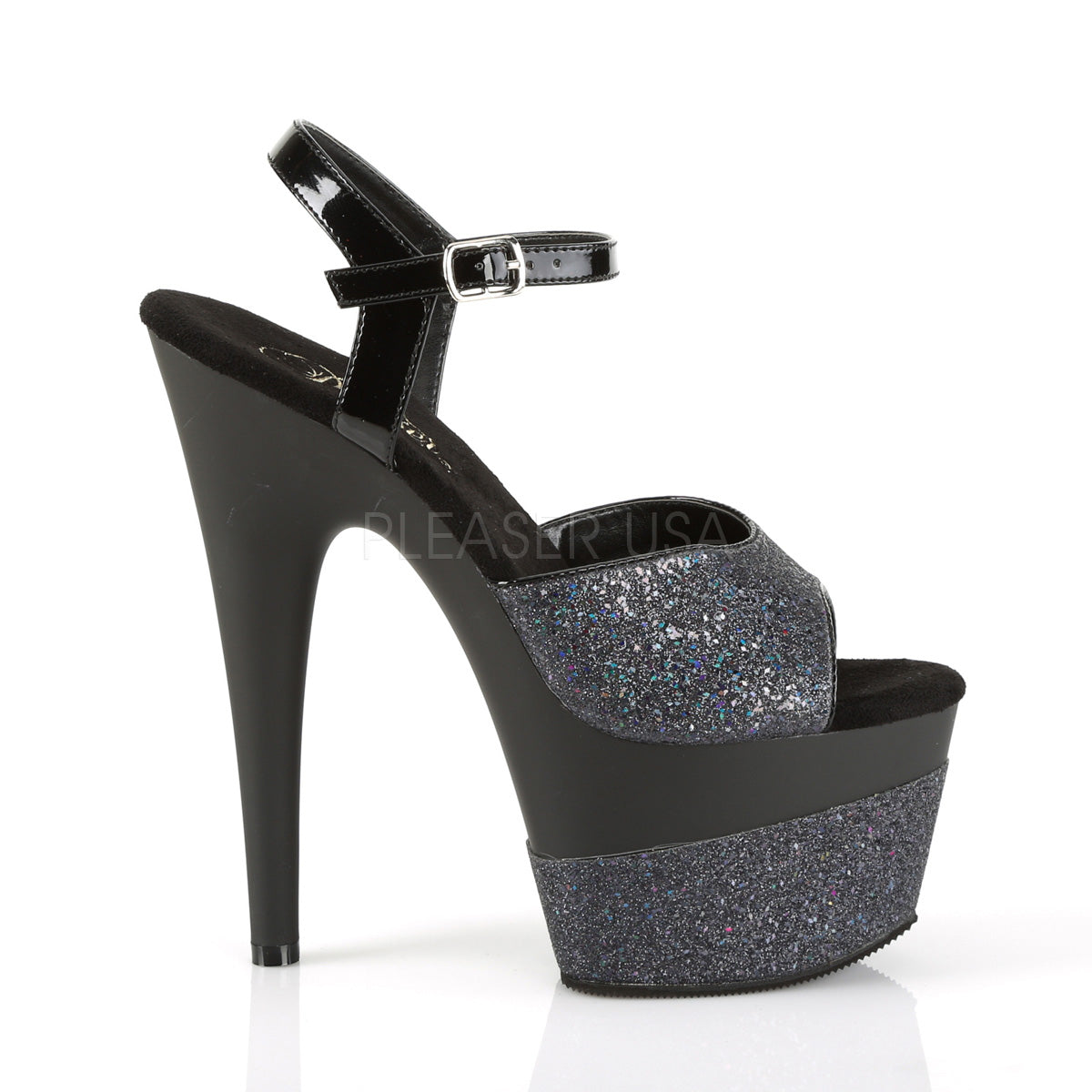 7 Inch Heel ADORE-709-2G Black Glitter